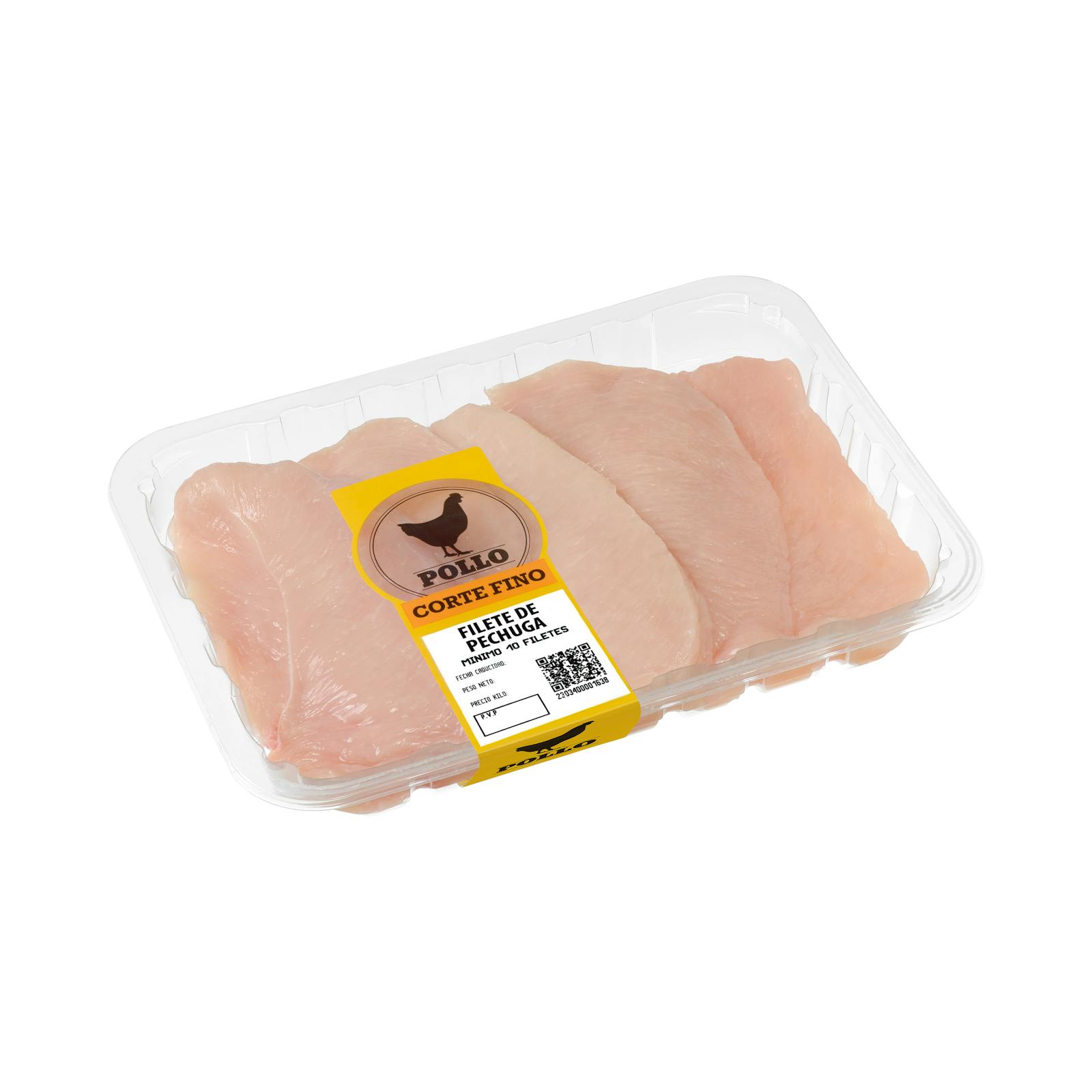 Filets de poitrine de poulet finement coupés