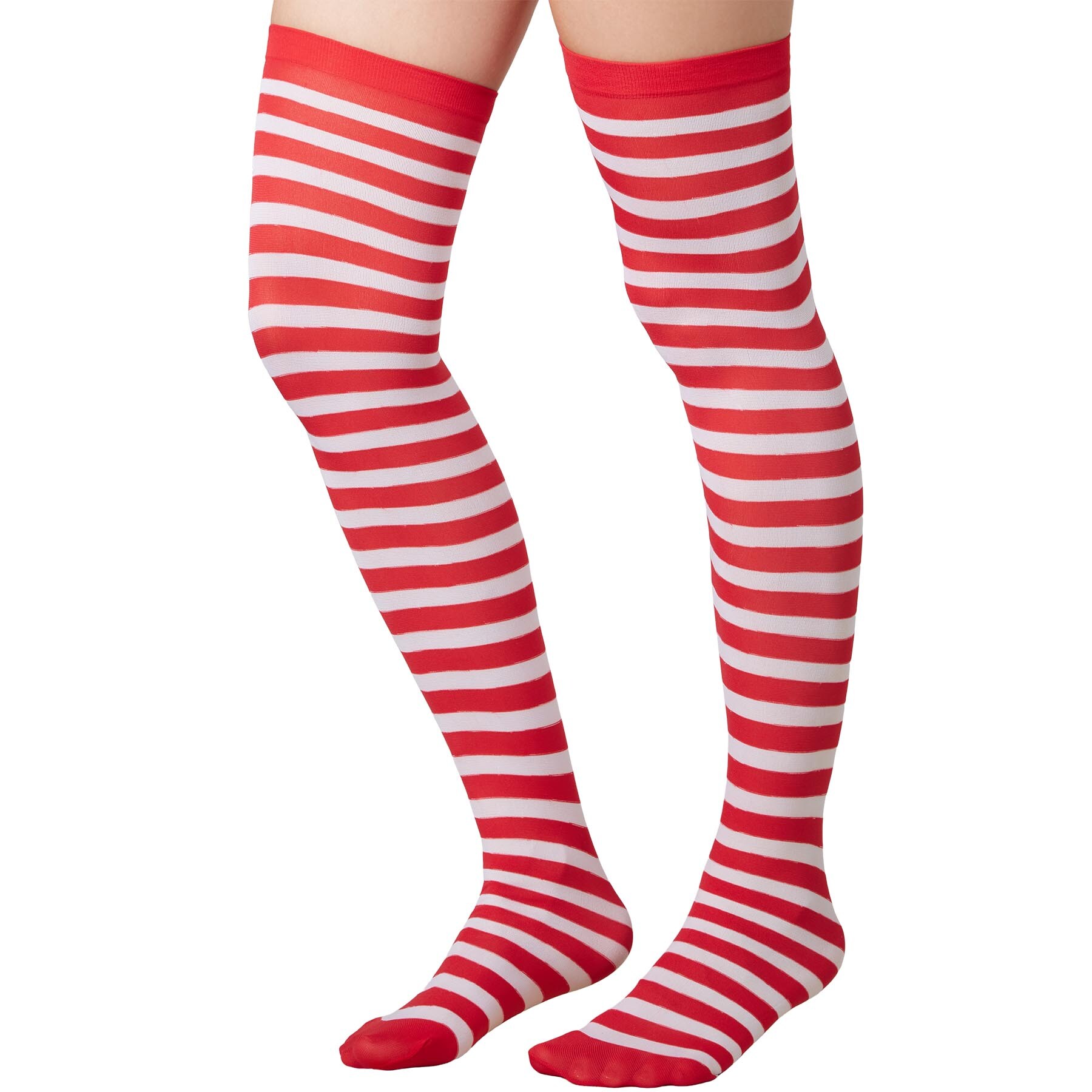 tectake® Gestreifte Overknee-Strümpfe rot-weiß