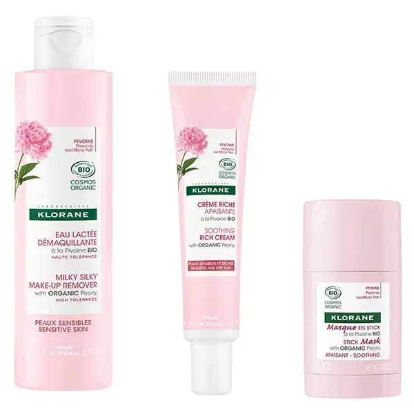 Rotina Facial Suavizante Klorane para Pele Sensível com Peônia Orgânica