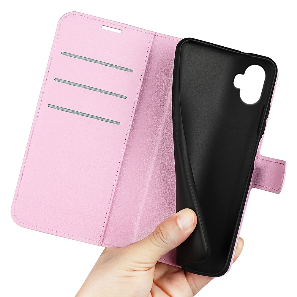 Samsung Galaxy XCover7 Pro Leder Tasche Flip Cover Litchi Look - Rosa