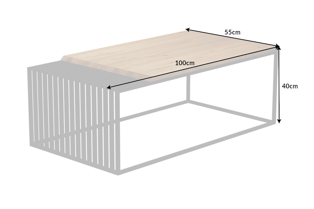 riess-ambiente Couchtisch ARCHITECTURE - 100cm Eiche geölt schwarzes Metallgestell Massivholz