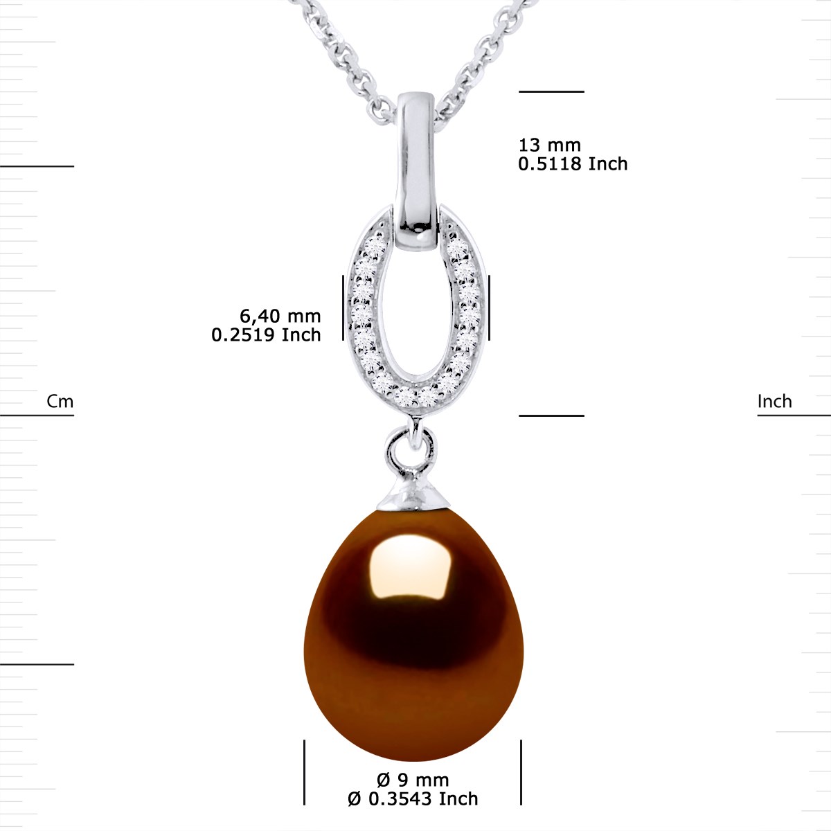 Collier NAVETTE Perle d'Eau Douce 9-10 mm Chocolat Joaillerie Argent 925