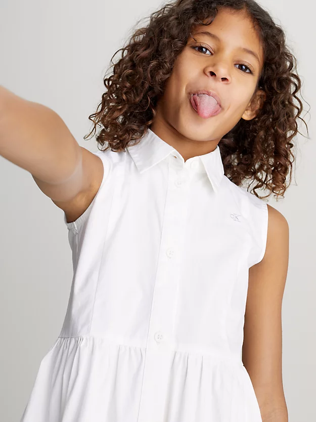 Vestido camisa de algodão sem mangas