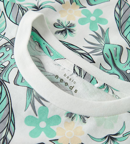 Name It T-Shirt - NkmValmas - Bright White/Green Leaf