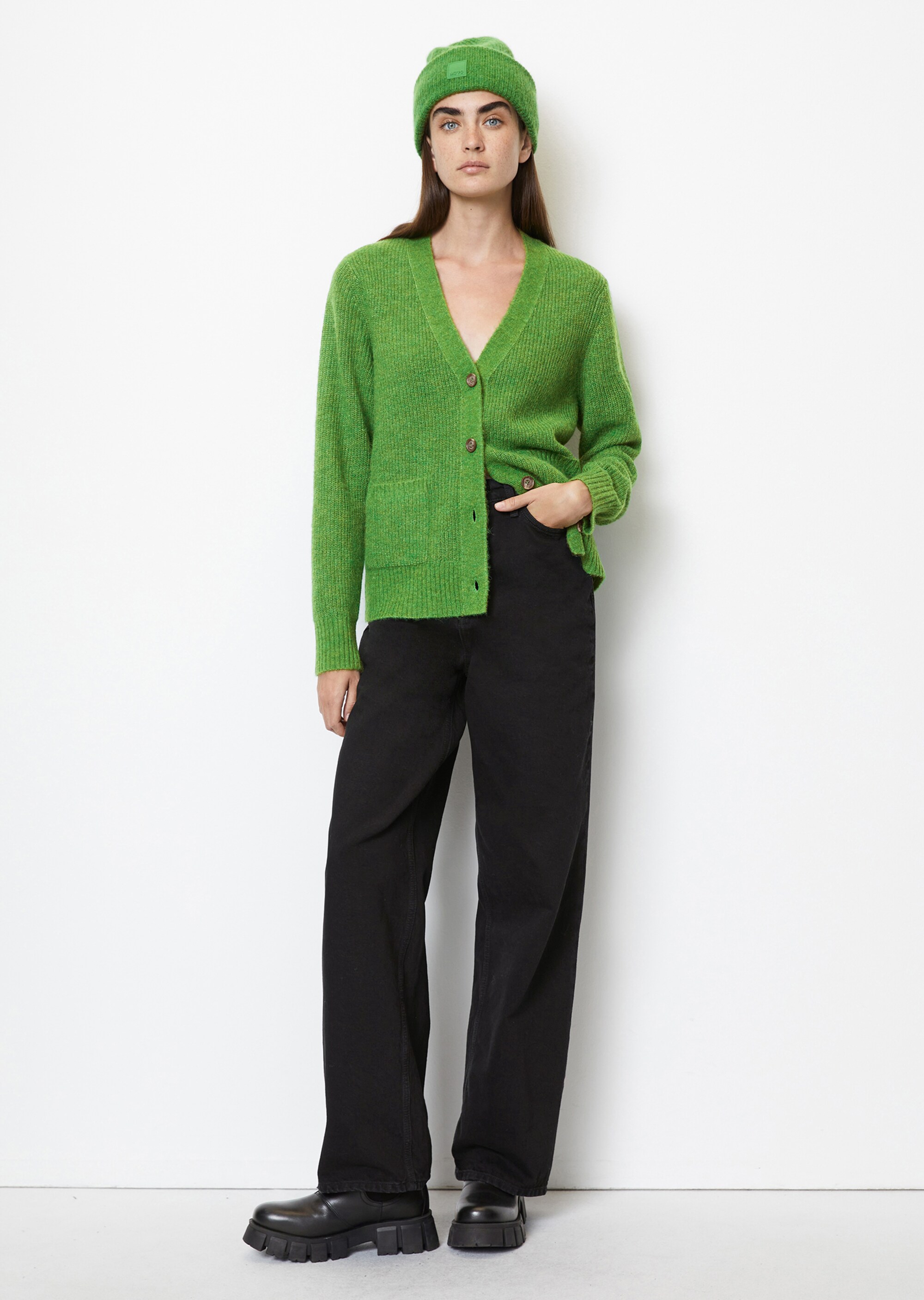 V-Neck-Cardigan loosemit Baby-Alpakawolle