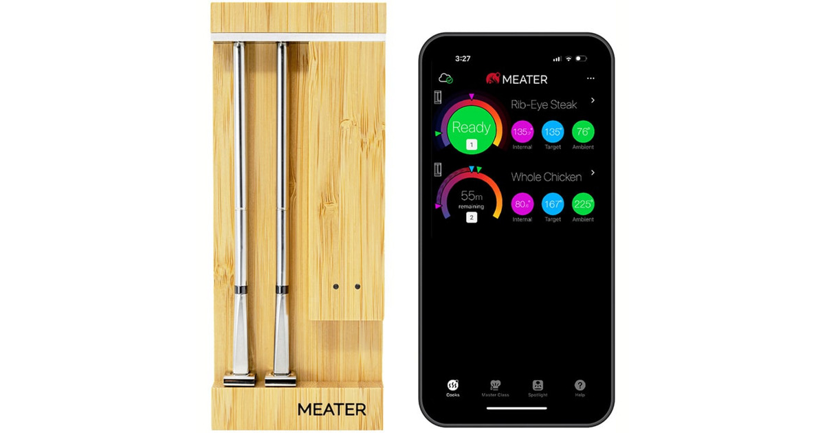 MeaterMeater PRO DUO Draadloze BBQ Thermometer  (Roestvrij staal/houtkleur)