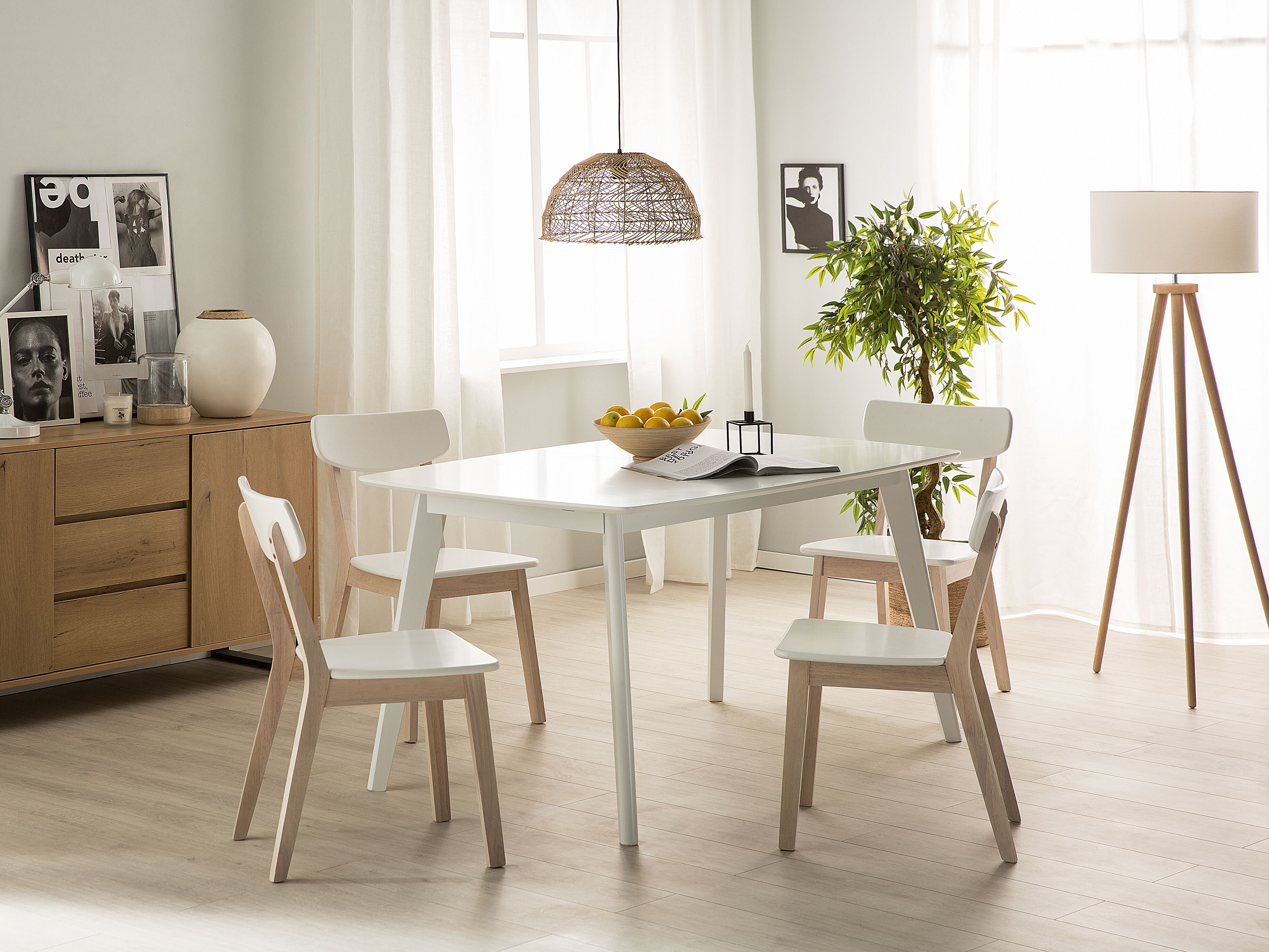 Eettafel uitschuifbaar SANFORD Wit 90 cm 150/195 cm