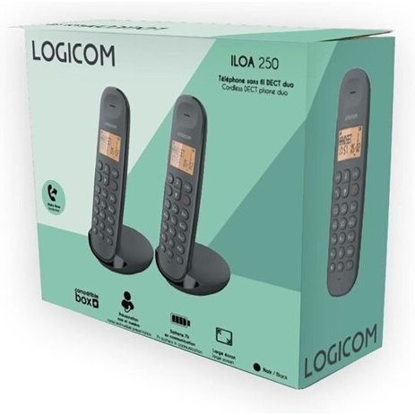 Téléphone sans fil Logicom ILOA 250 DUO Black SANS REPONDEUR