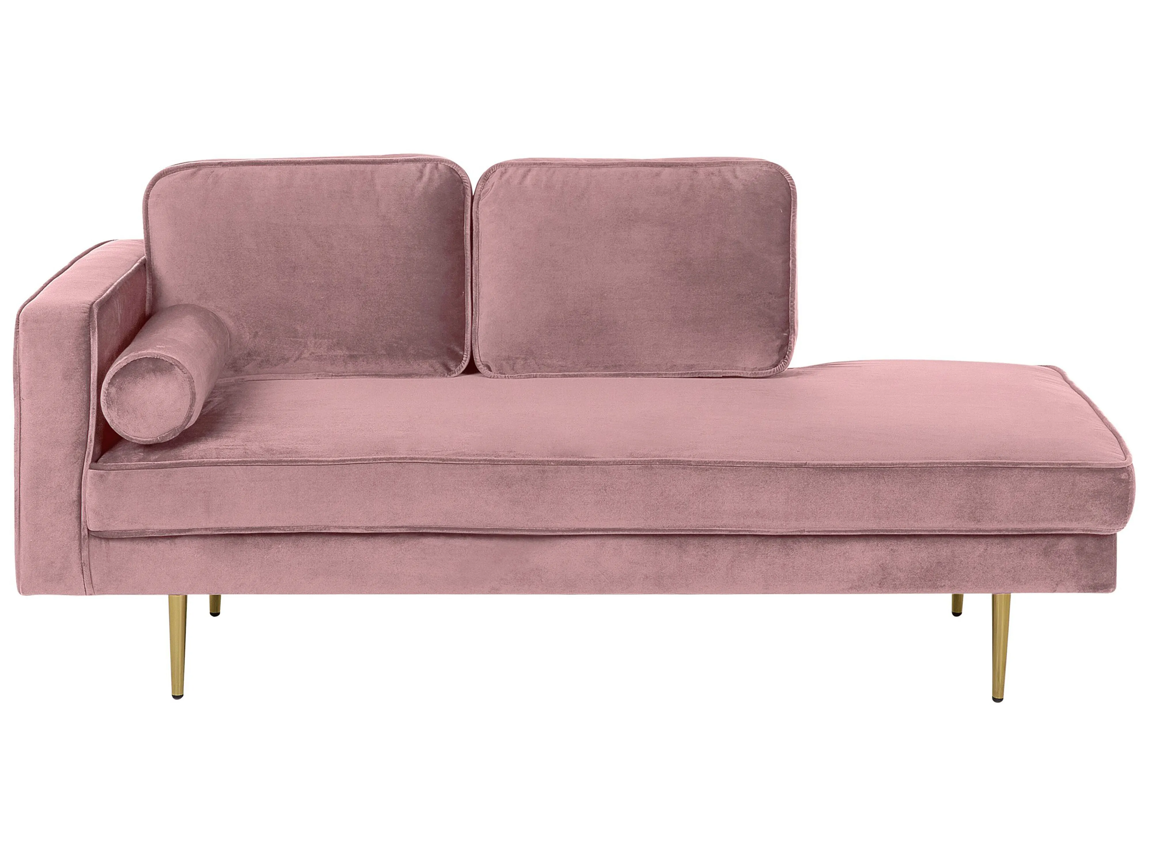 Linkszijdige chaise longue MIRAMAS Fluweel Roze