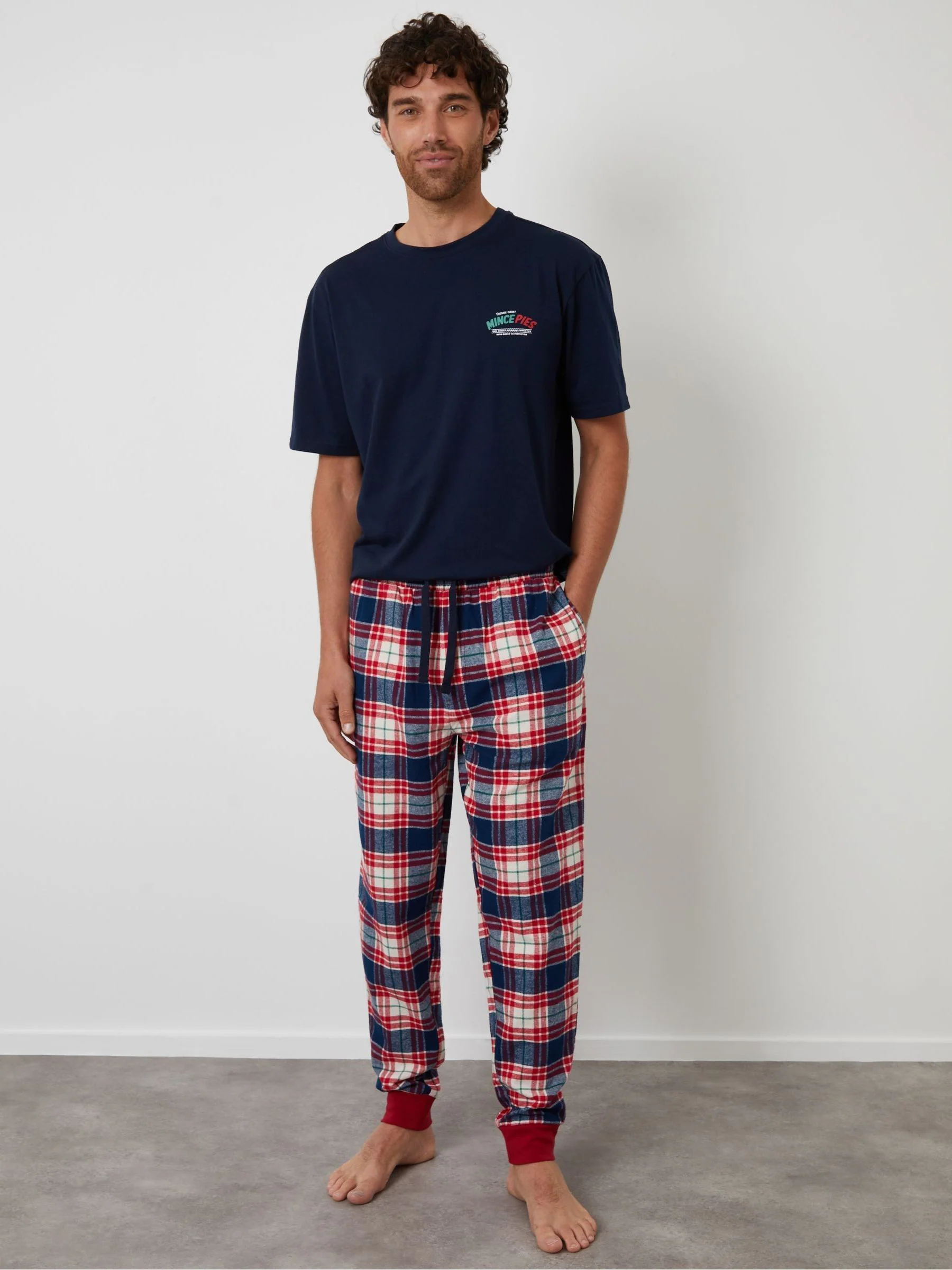 Threadbare Check Christmas Graphic Pyjamas Set