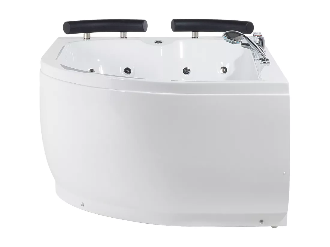 Baignoire angle droit blanche 158 x 113 cm avec LED PARADISO