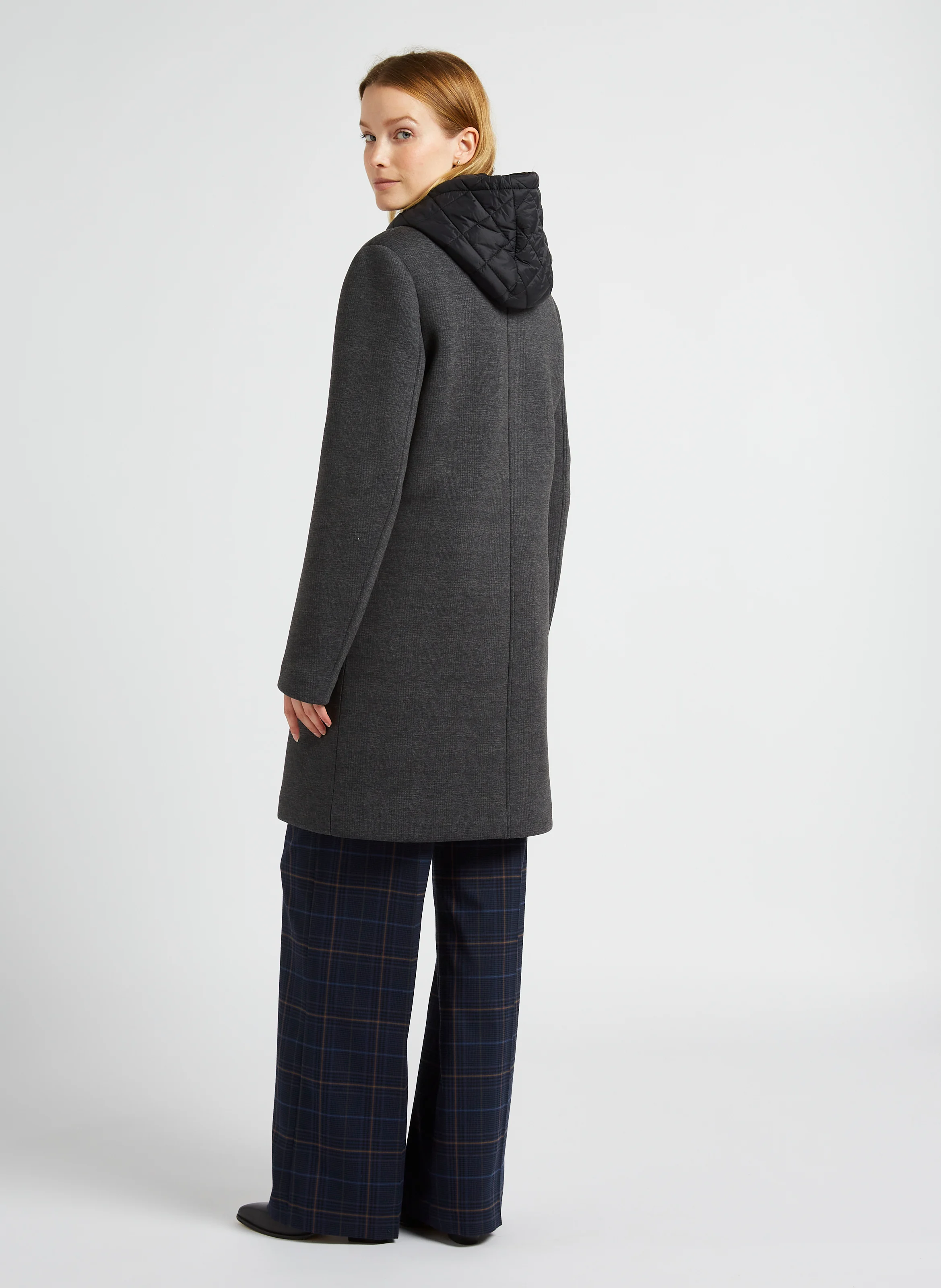 Manteau 2 en 1 imprimé à capuche| Gris