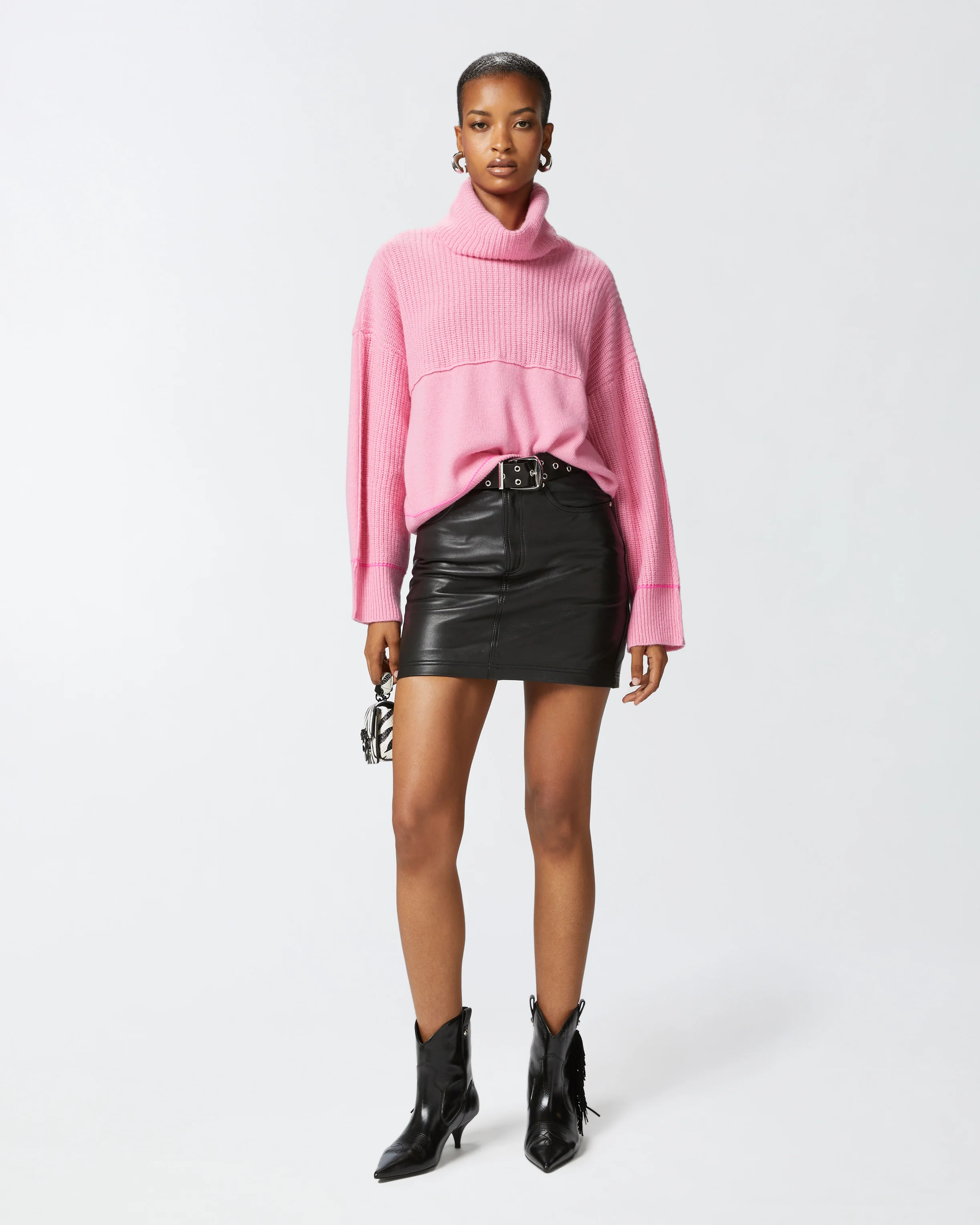 Pull à col roulé fin | Rose