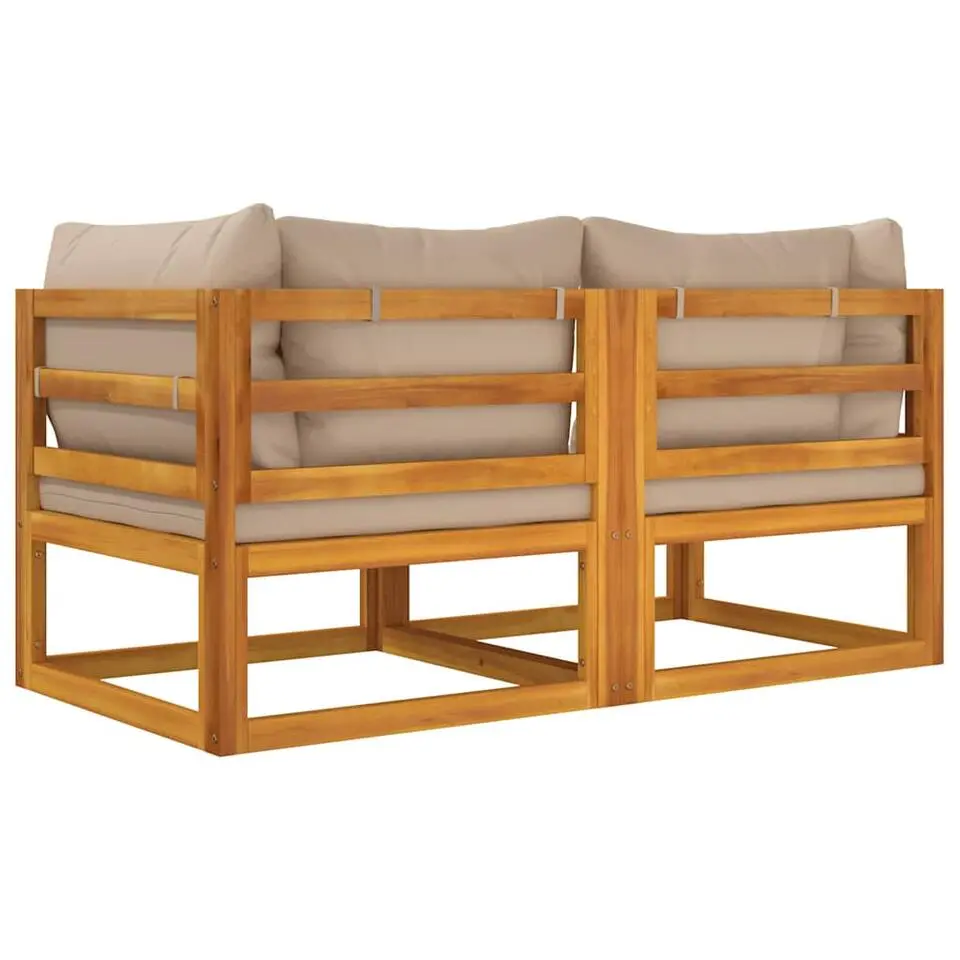 vidaXL - Hoekbanken sectioneel - Taupe - Acaciahout - 2 stuks