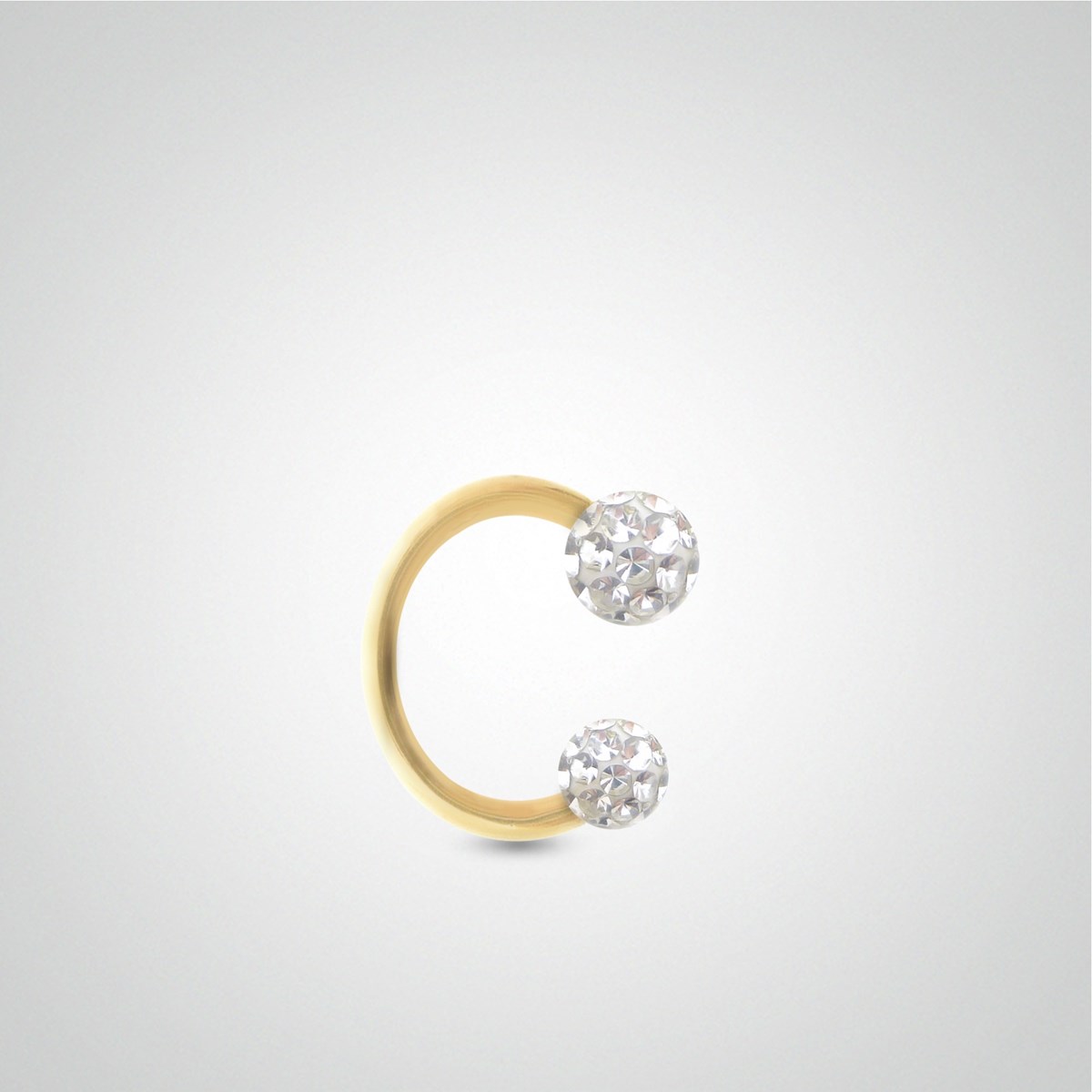 Boucles d'oreille avec boules Swarovski et fer à cheval or jaune (vendue à l'unité/non à la paire)