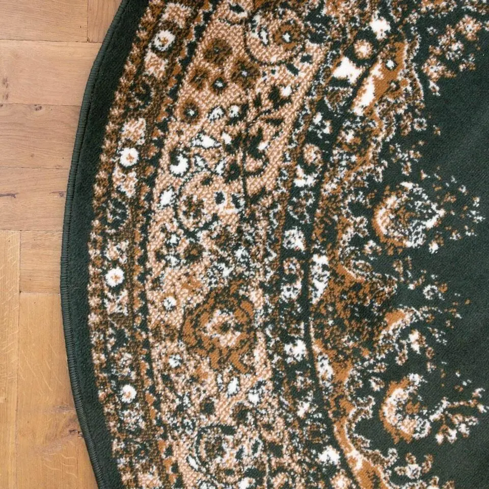 Interieur05 rond vloerkleed Keshan groen - 240 x 240 cm