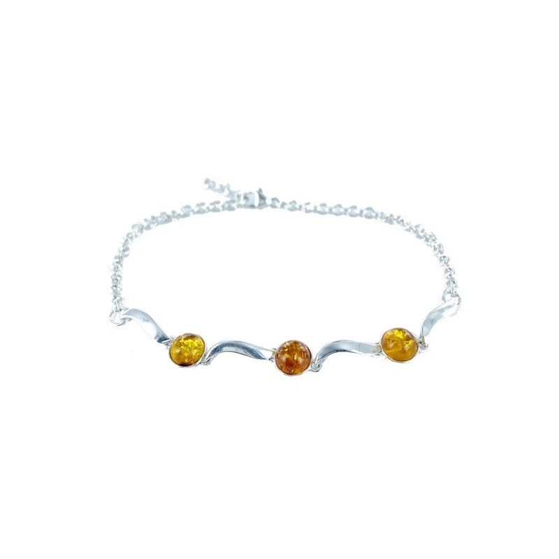 Bracelet argent 925 Ambre veritable de la mer Baltique