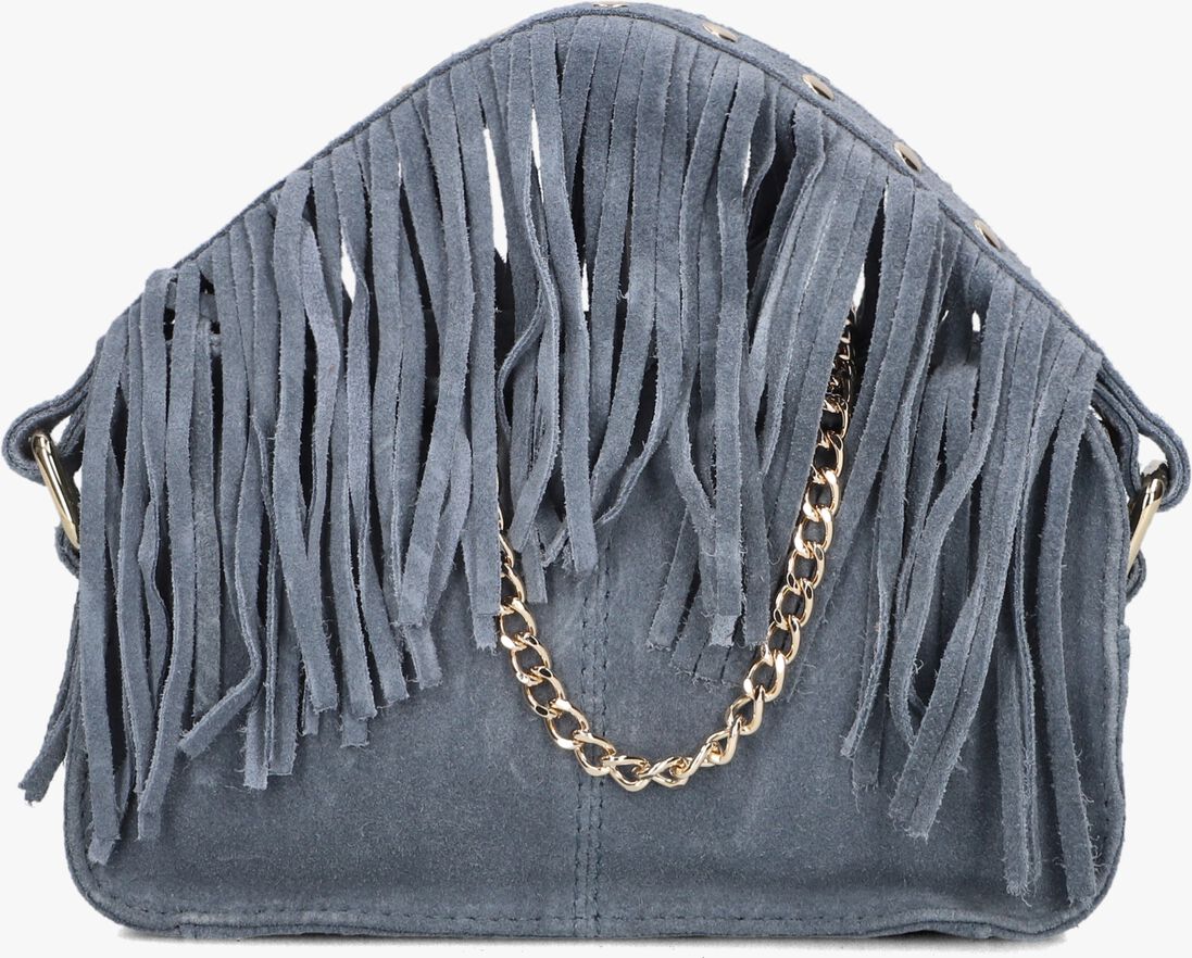 blauwe núnoo schoudertas helena fringe suède