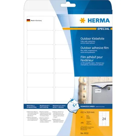 HERMA Outdoor Etiketten, weiß, 63,5 x 33,9mm, 240 Stück