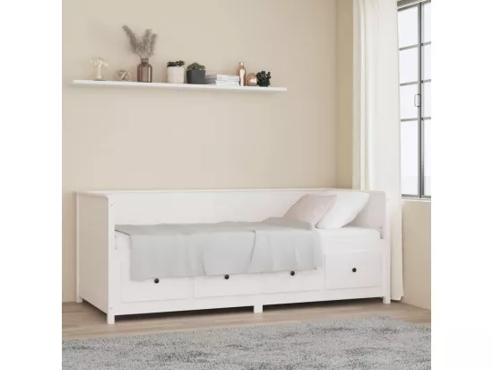Lit de jour sans matelas blanc 80x200 cm bois de pin massif