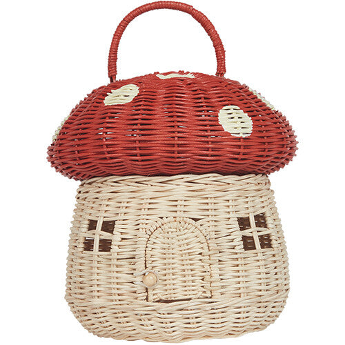 Olli ella opbergmand en poppenhuis paddenstoel - rood - 28 cm