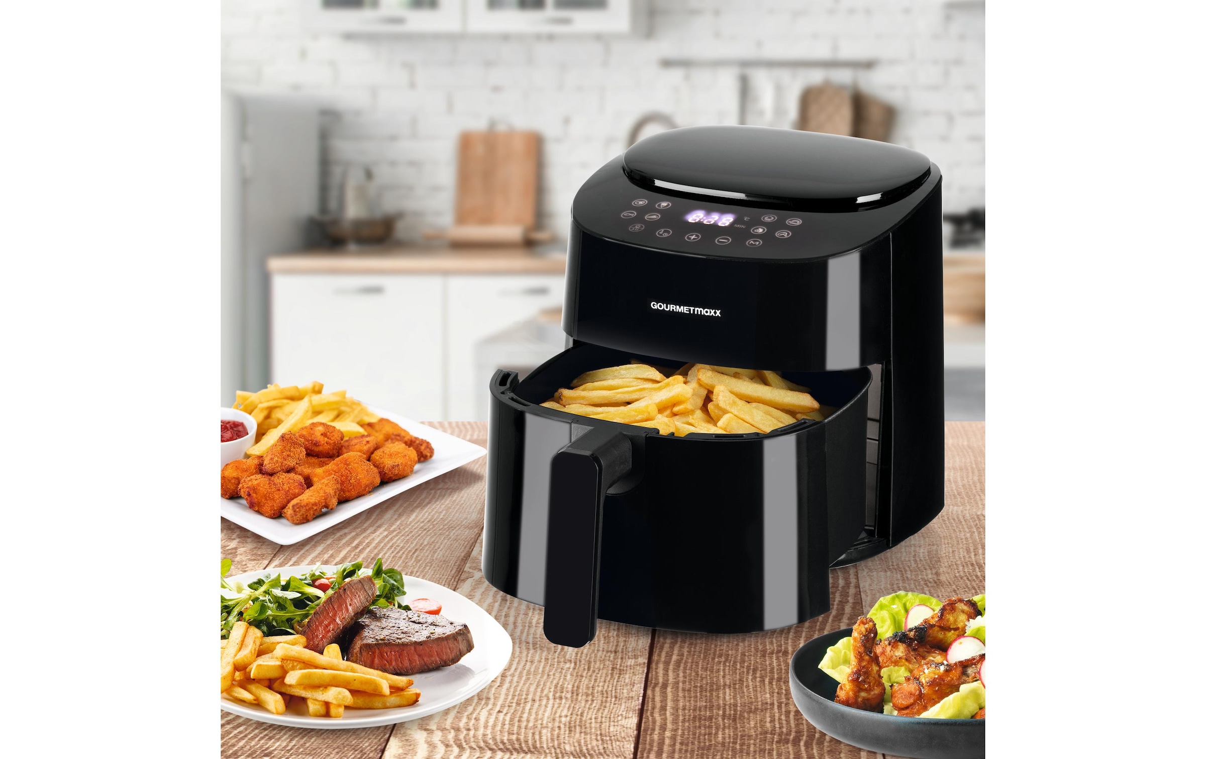 GOURMETmaxx Heissluftfritteuse »Digital Schwarz« 1450 W