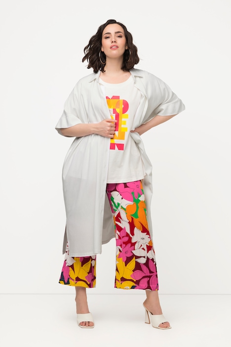 Midikleid, Leinenmix, Hemdkragen, Gürtel, Halbarm