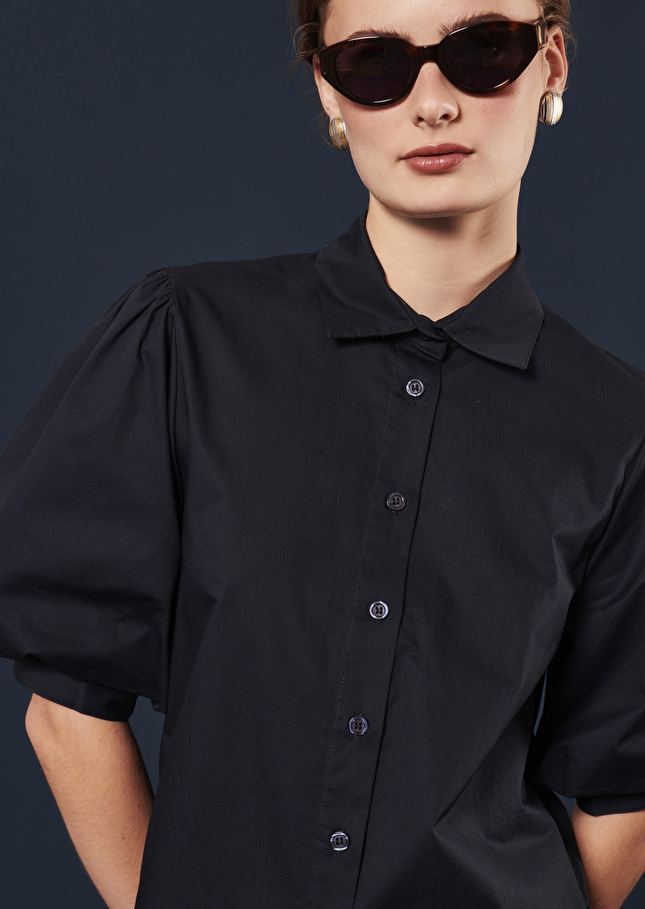 Chemise Calypsobleu nuit en popeline