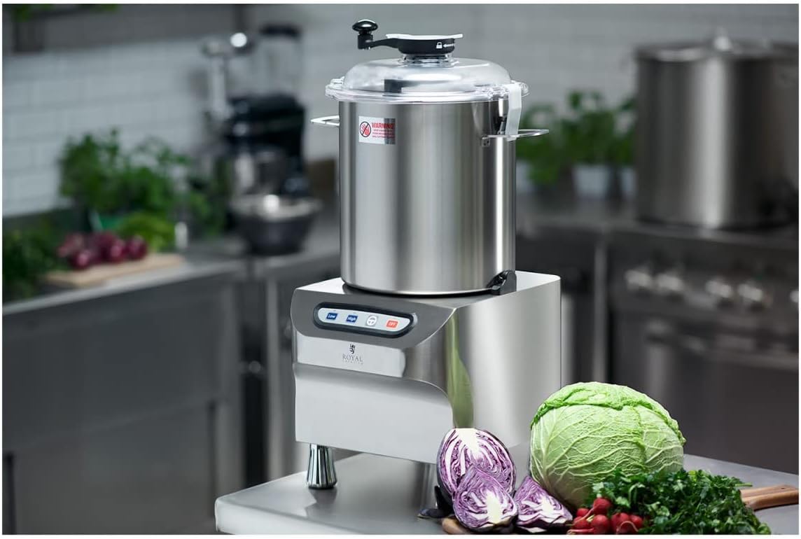 Royal Catering Tischkutter Edelstahl 2200 W 2 Geschwindigkeiten 1500/2200 U/min 18 l Pulse-Funktion Deckel mit Einfüllöffnung Fleischkutter Küchenkutter Tischkutter