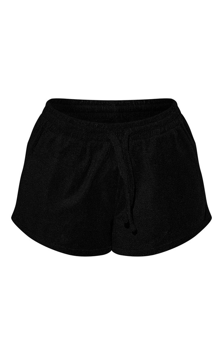 Noir Short De Plage En Tissu Éponge