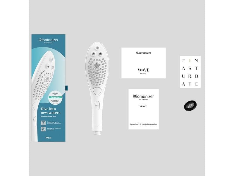 Womanizer Vibrator Wave White Hochwertiger Klitoris-Vibrator in Form einer Duschbrause