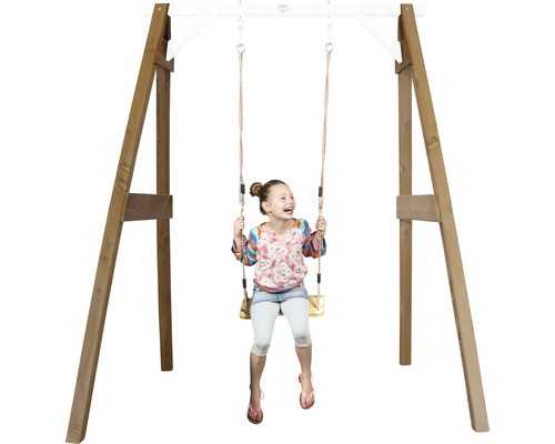 Enkele schommel axi hout bruin wit