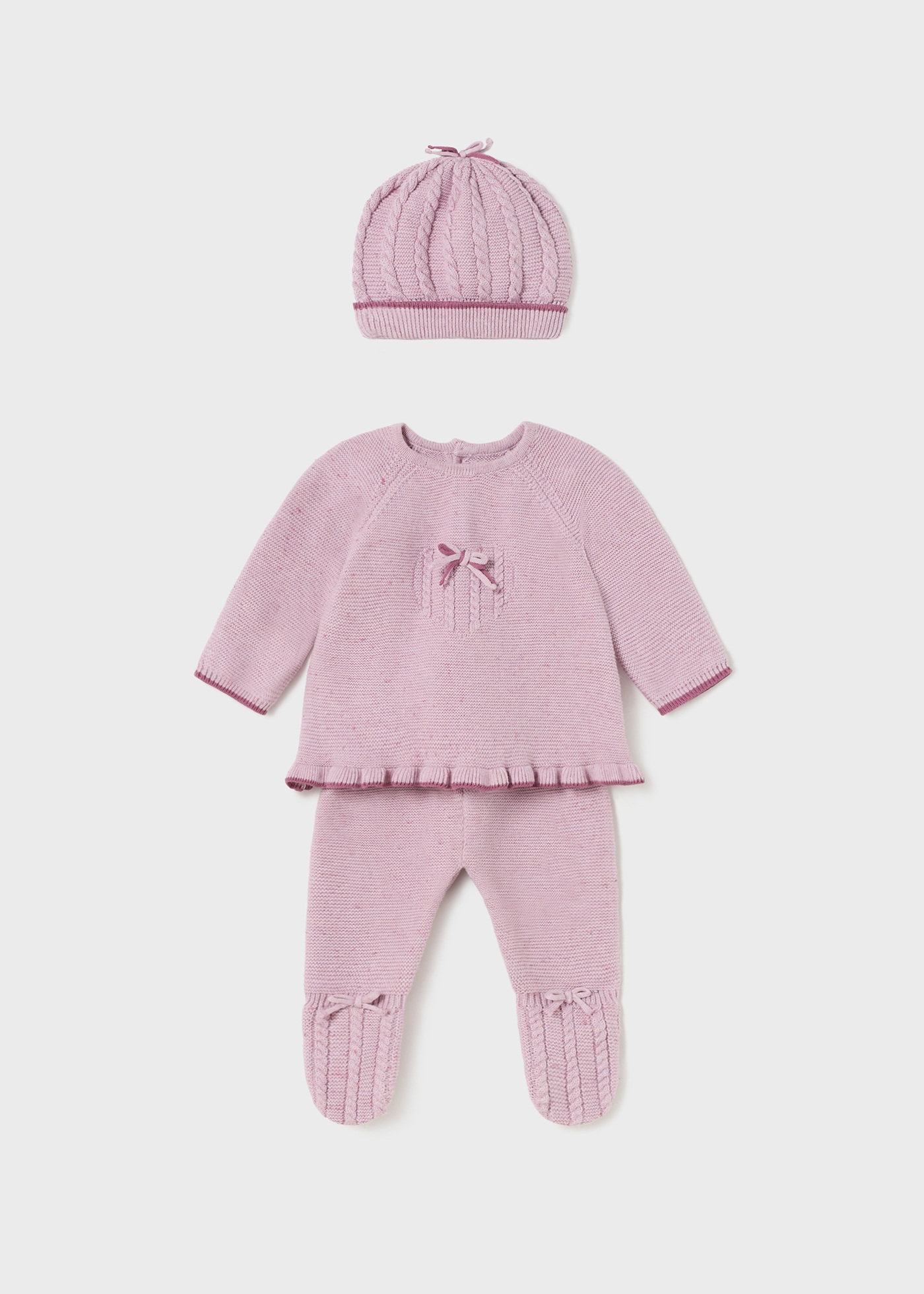Conjunto de malha de algodão Better Cotton de 3 peças para recém-nascido