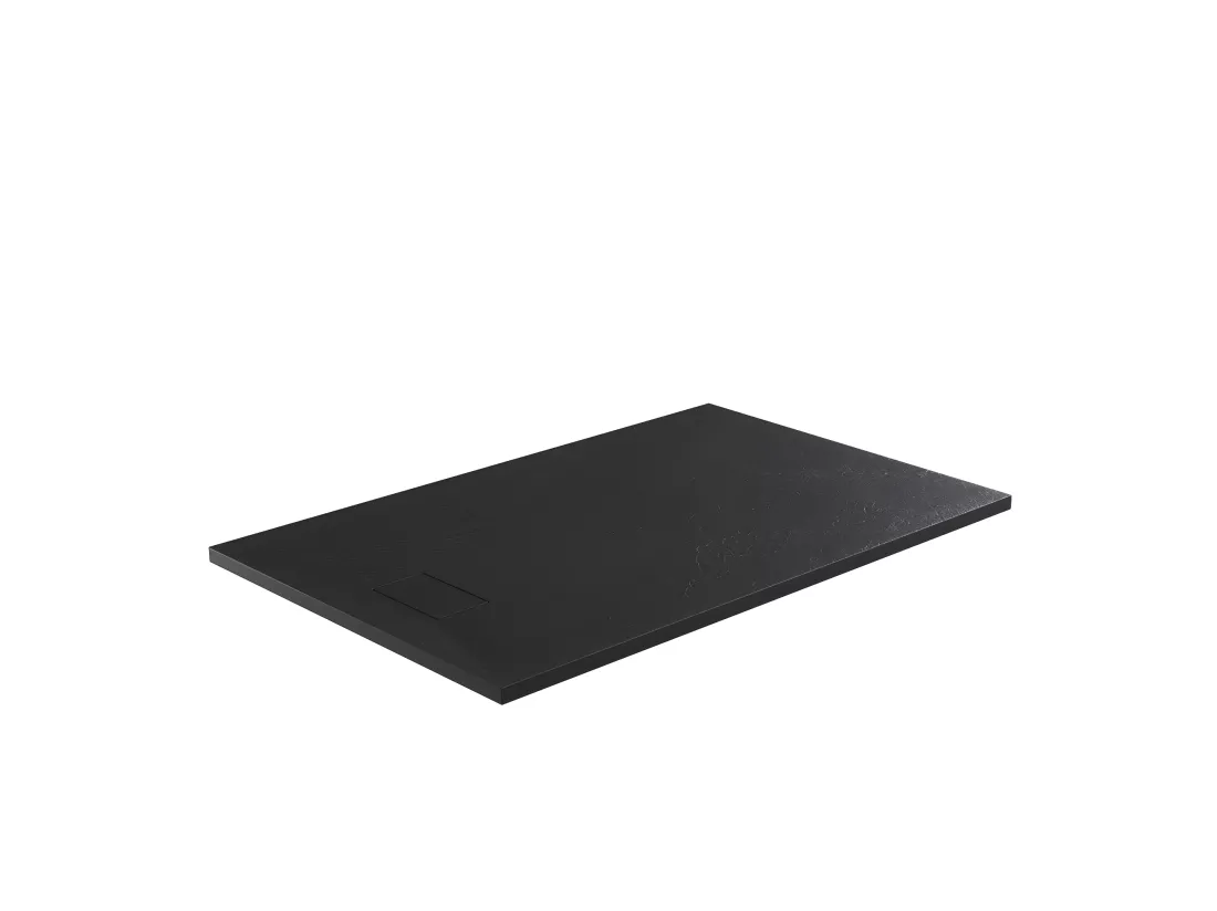 Receveur de douche 90 x 90 cm extra plat PIATTO en SoliCast® surface ardoisée noir