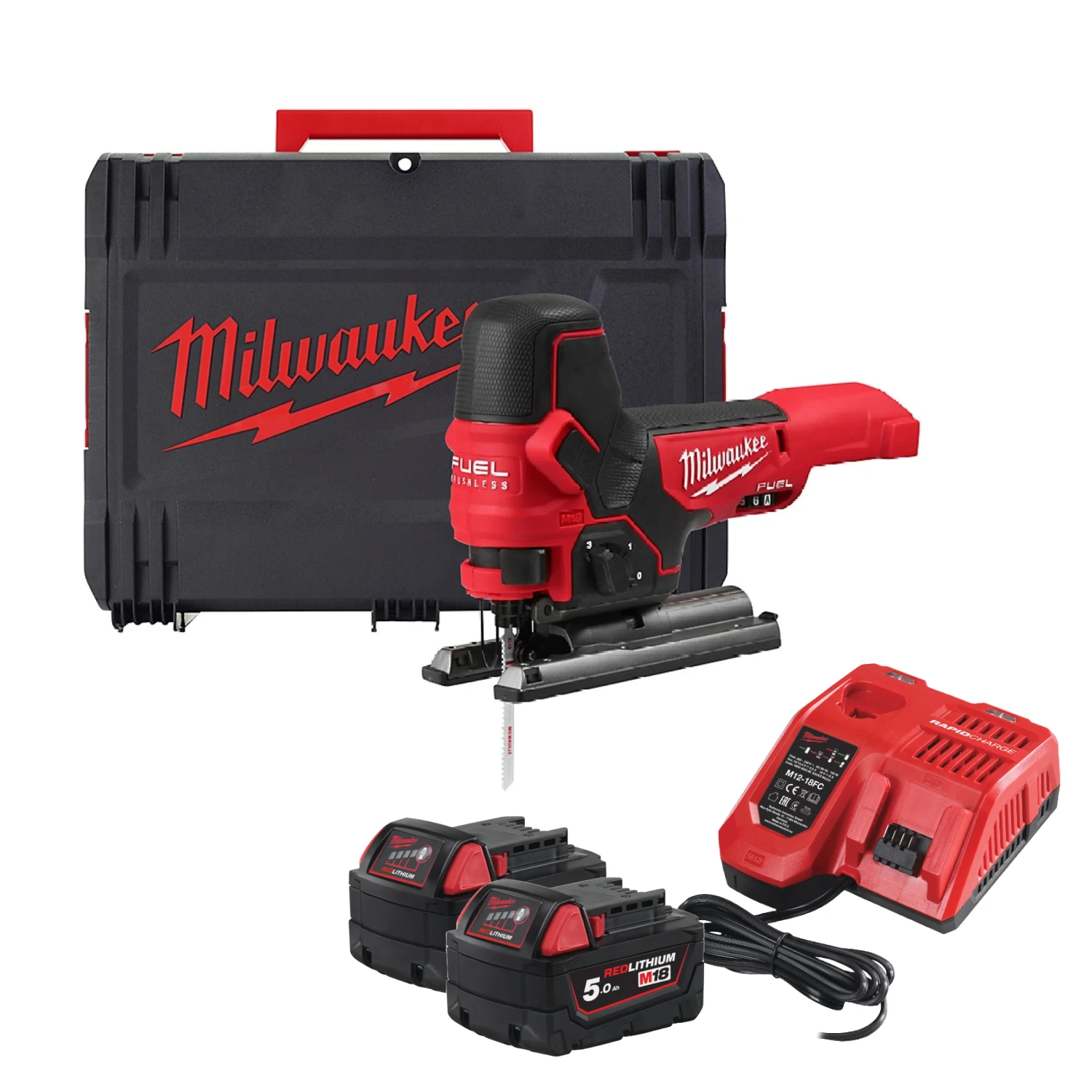 Milwaukee M18 FBJS-502X 18V Li-ion accu decoupeerzaag set (2x 5.0Ah accu) in HD-Box - koolborstelloos