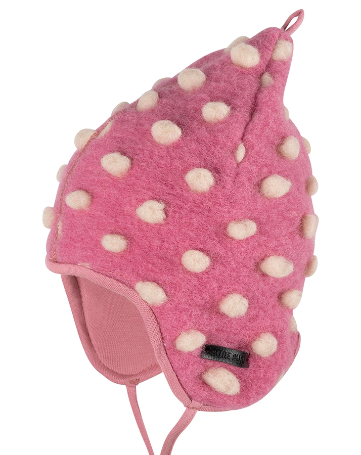 Fleece-Zipfelmütze WALK DOTS mit Wolle in dusty pink/creme