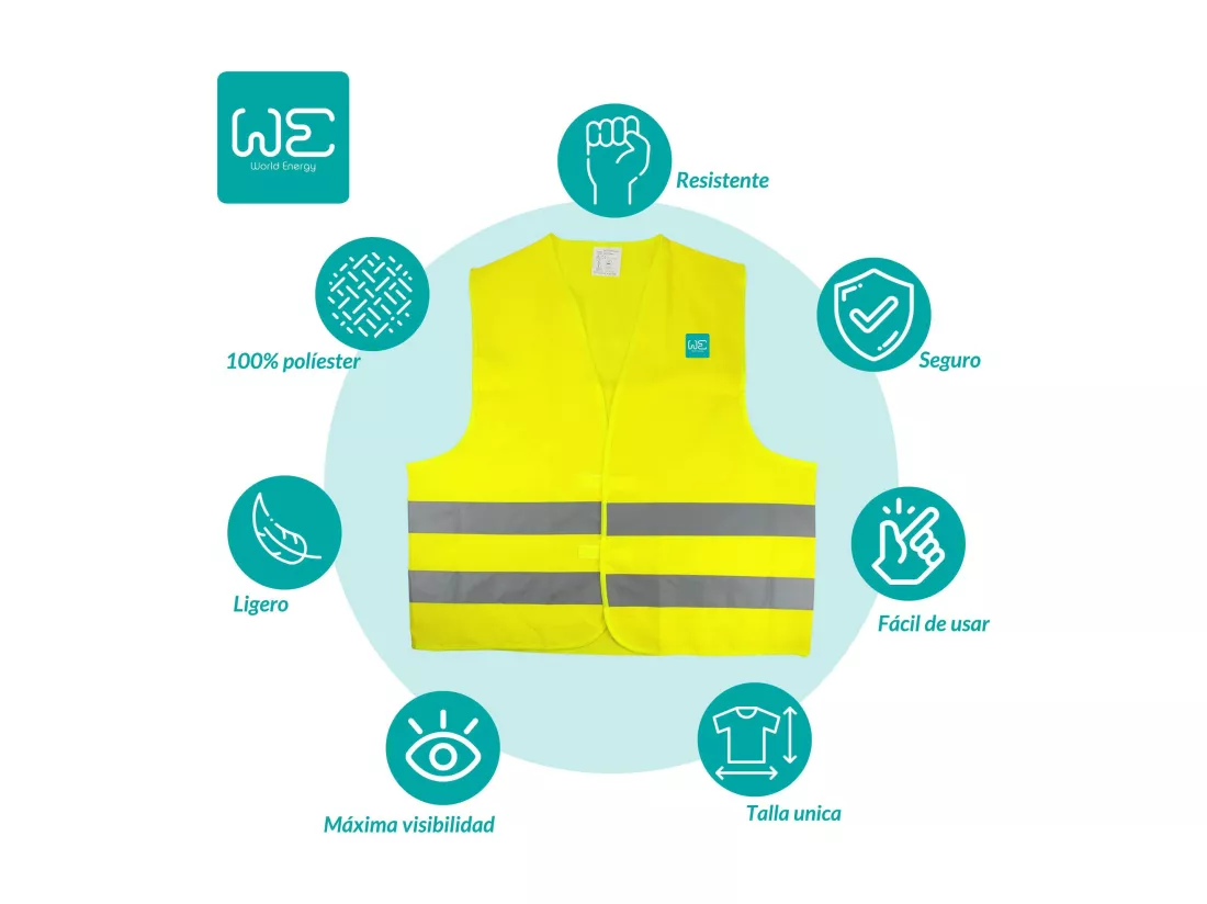 WE Ensemble de balise de secours V16 géolocalisée et reliée à la DGT 3.0 + Gilet réfléchissant 100% Polyester 12mr/m2