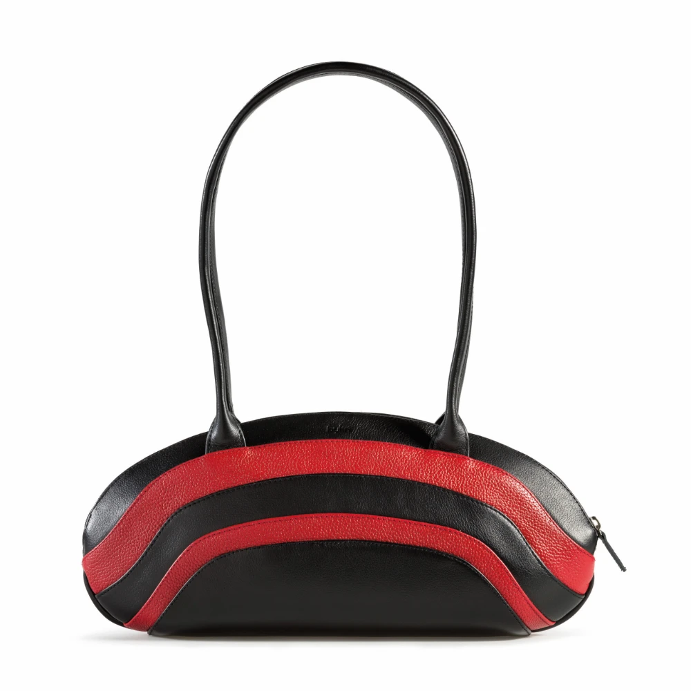 Rainbow Black-Red Structure Leather Large