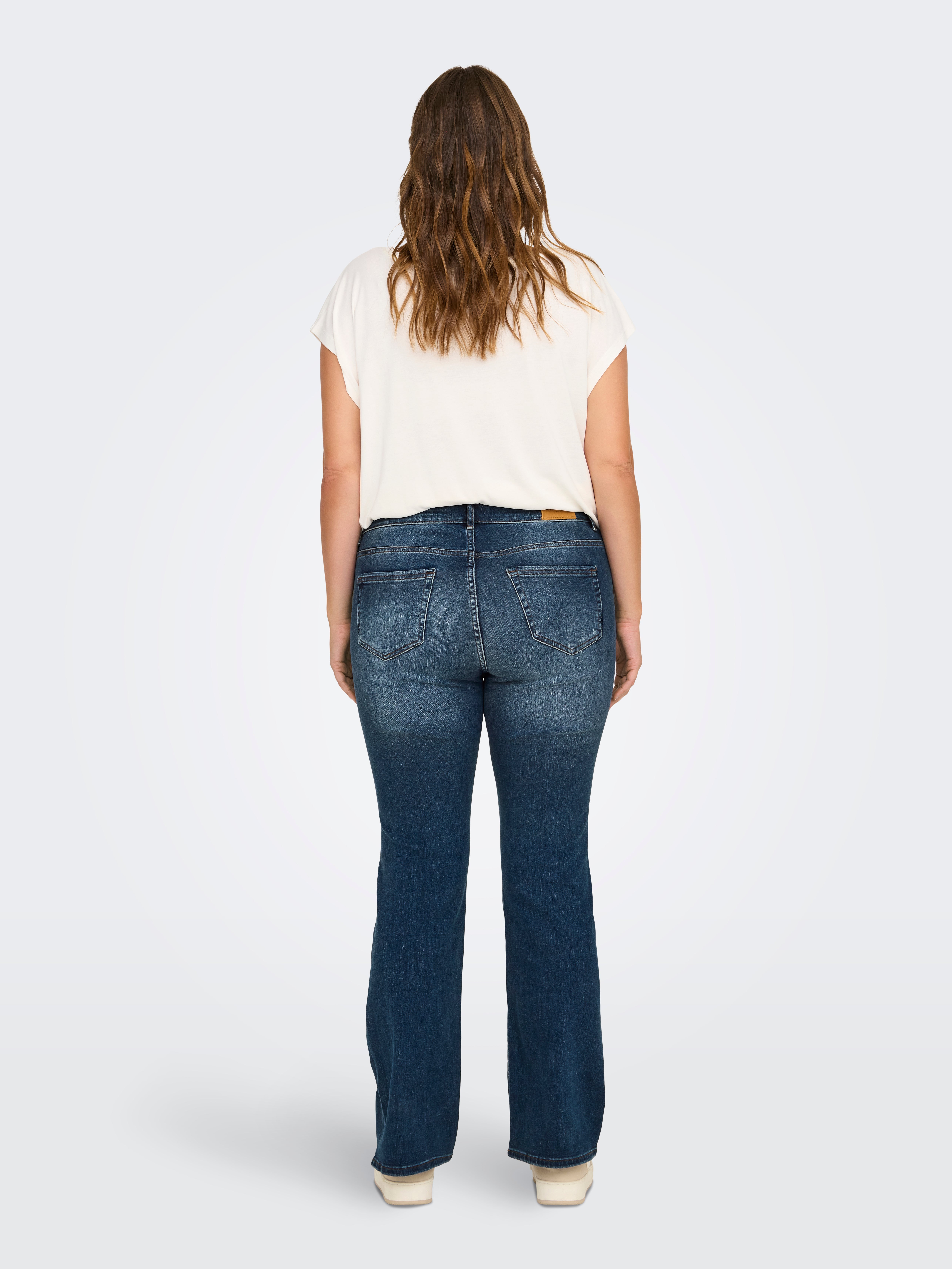 CARWILLY Hohe Taille Ausgestellt Jeans Dark Blue Denim