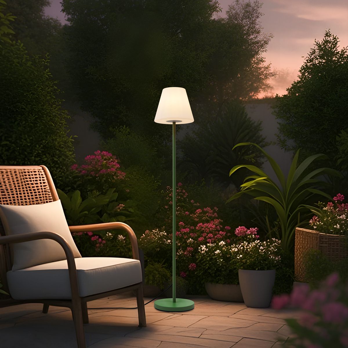 Buiten vloerlamp groen met witte kap IP65 - Virginia
