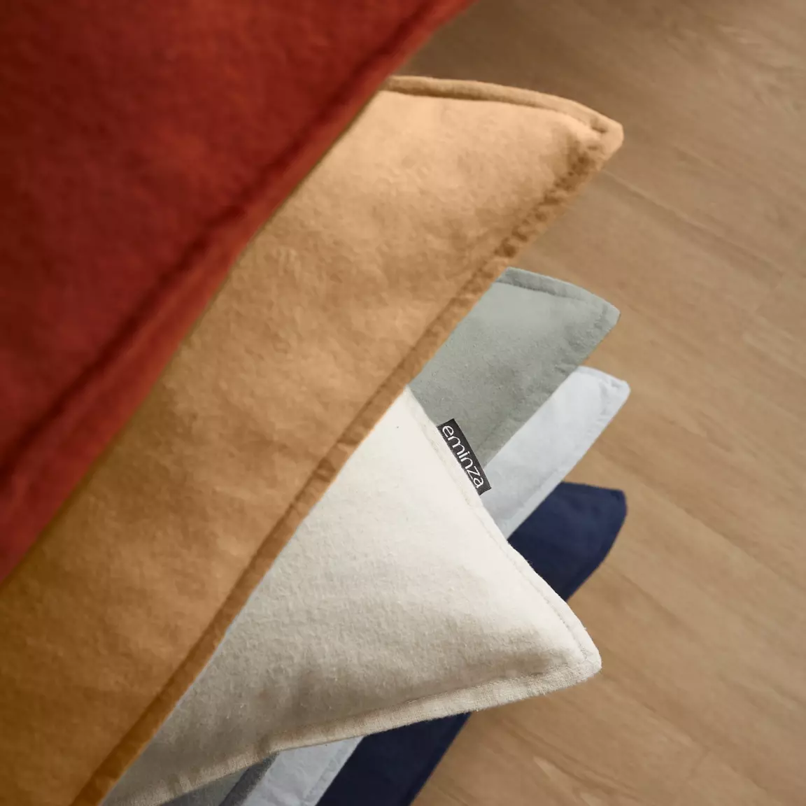 Taie d'oreiller carrée flanelle de coton (63 x 63 cm) Théa Beige
