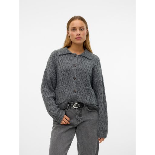 Vero Moda Carlie Polo Neck Cardigan, Medium Grey Melange, M