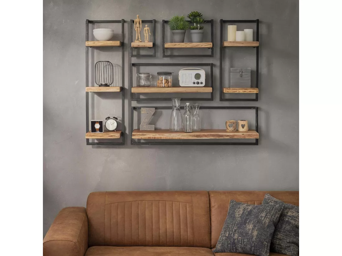 Etagère murale bois métal 20 cm MELBOURNE