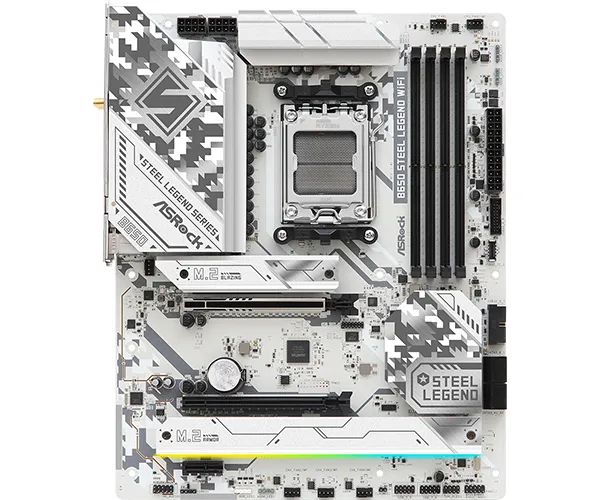 ASRock B650 Steel Legend WiFi - Bundkort - ATX - Socket AM5 - AMD B650 Chipset - USB-C 3.2 Gen 2x2, USB 3.2 Gen 2, USB-C 3.2 Gen 1, USB 3.2 Gen 1 - 2.5 Gigabit LAN, Wi-Fi 6E, Bluetooth - onboard grafik (CPU påkrævet) - HD Audio (8-kanaler)