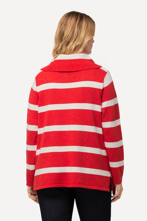 Rollkragen-Pullover, Ringel, kurz, Langarm