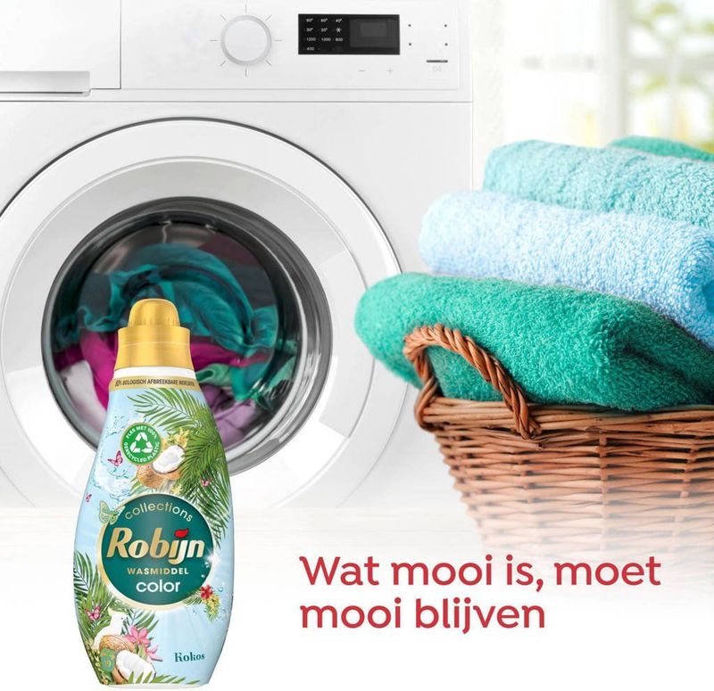 Robijn - Klein & Krachtig - Vloeibaar Wasmiddel - Kokos - 6 x 665 ml