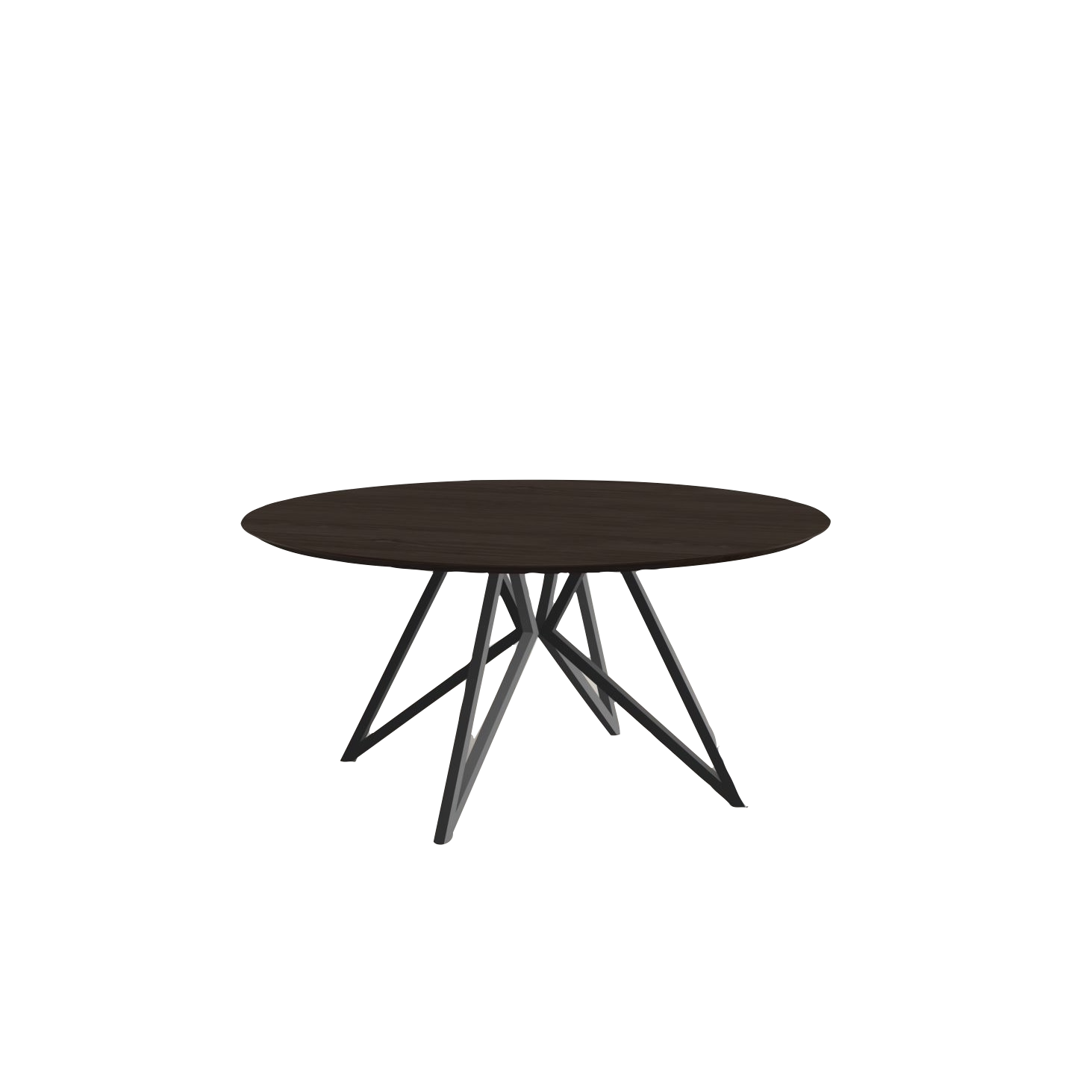 Studio HENK tafel Butterfly Rond QuadpodXL - zwart frame, gerookte beits ⌀180 | Gerookte Beits | Verjongde Rand | Frame Zwart