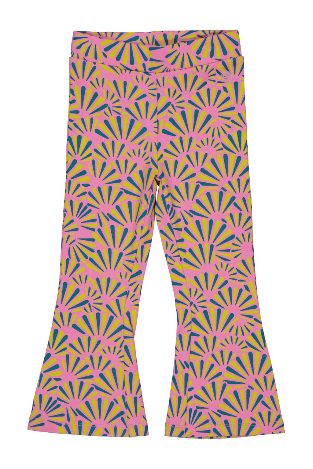 Quapi regular fit broek MARIT met all over print lichtroze/limegroen/petrol