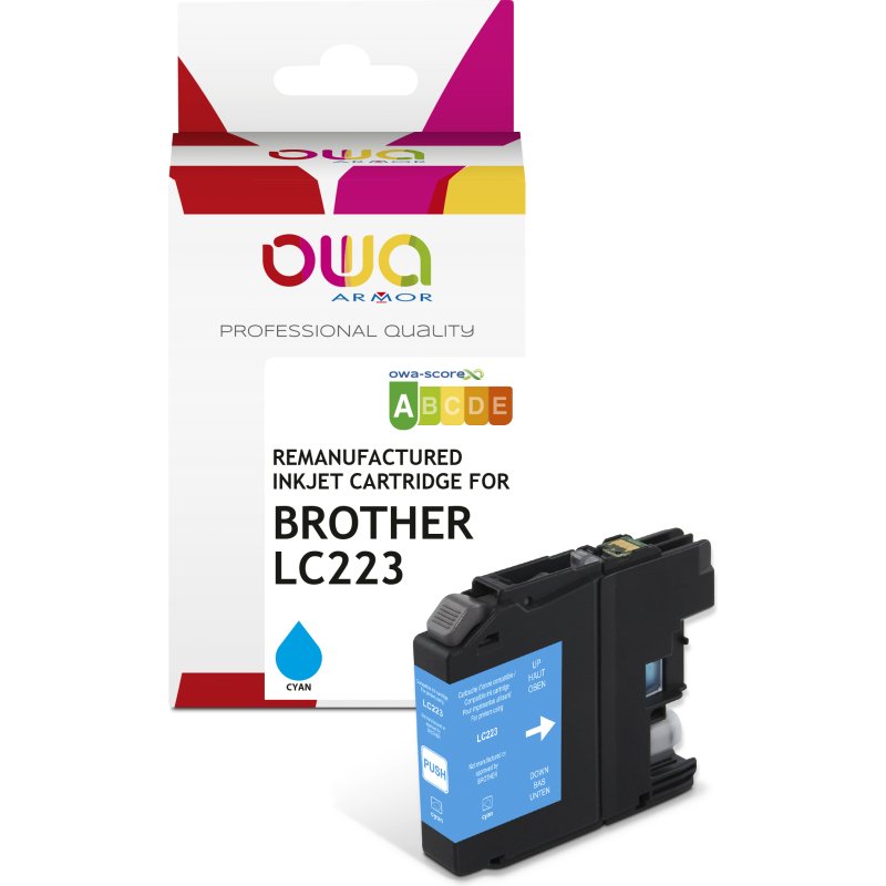 Cartouche d'encre remanufacturée OWA - standard - Cyan - pour BROTHER LC-223C