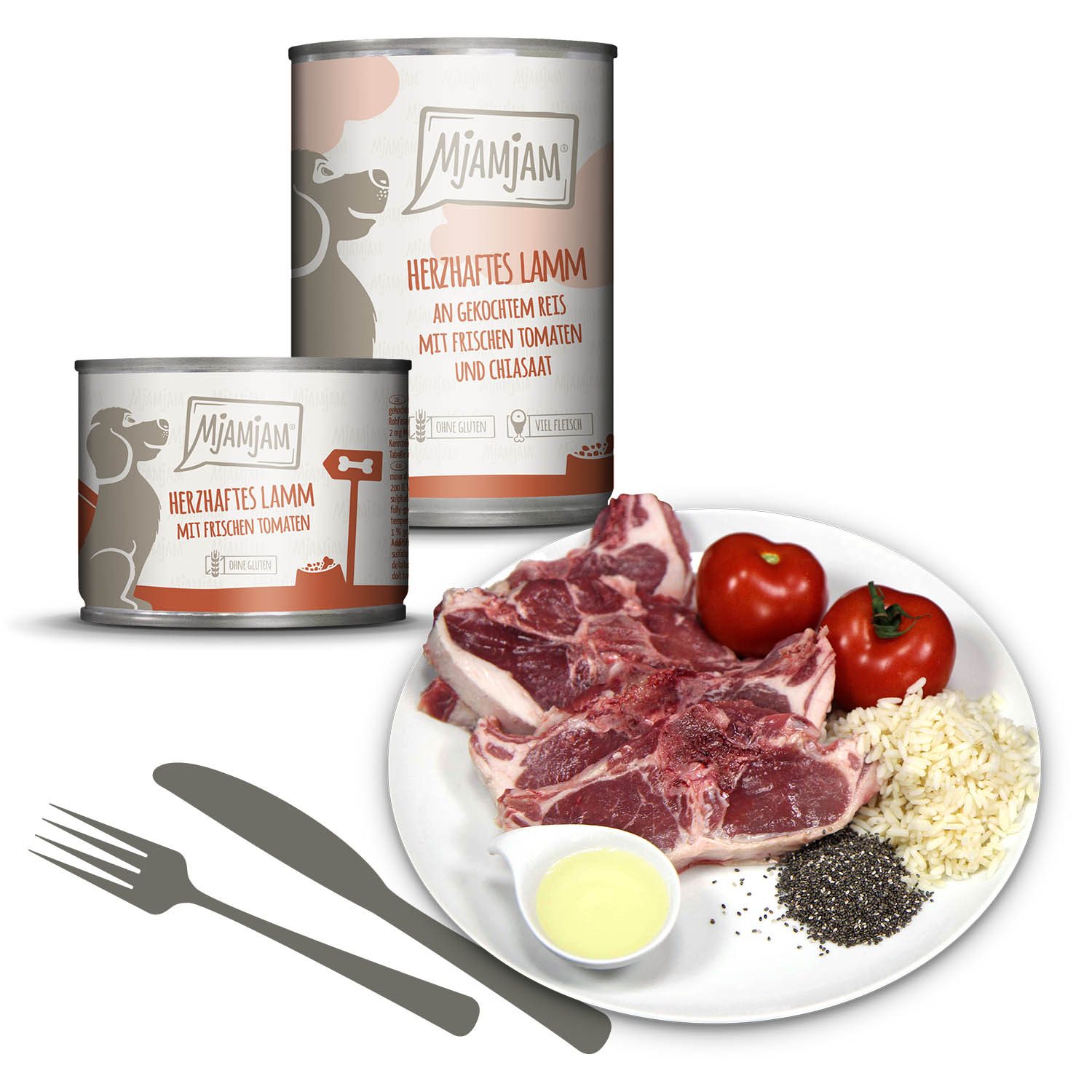 herzhaftes Lamm an gekochtem Reis mit frischen Tomaten